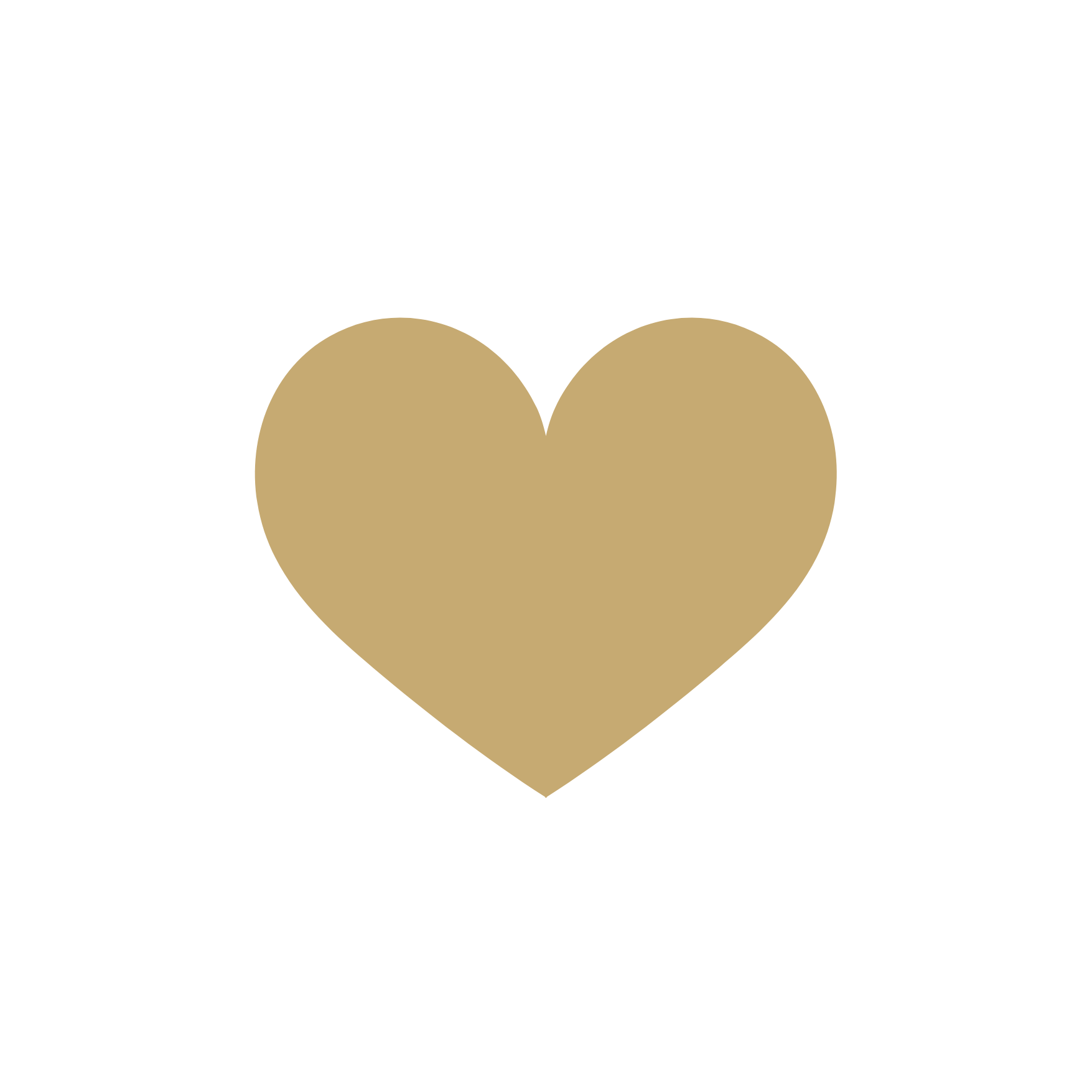 Gold heart shape on a white background