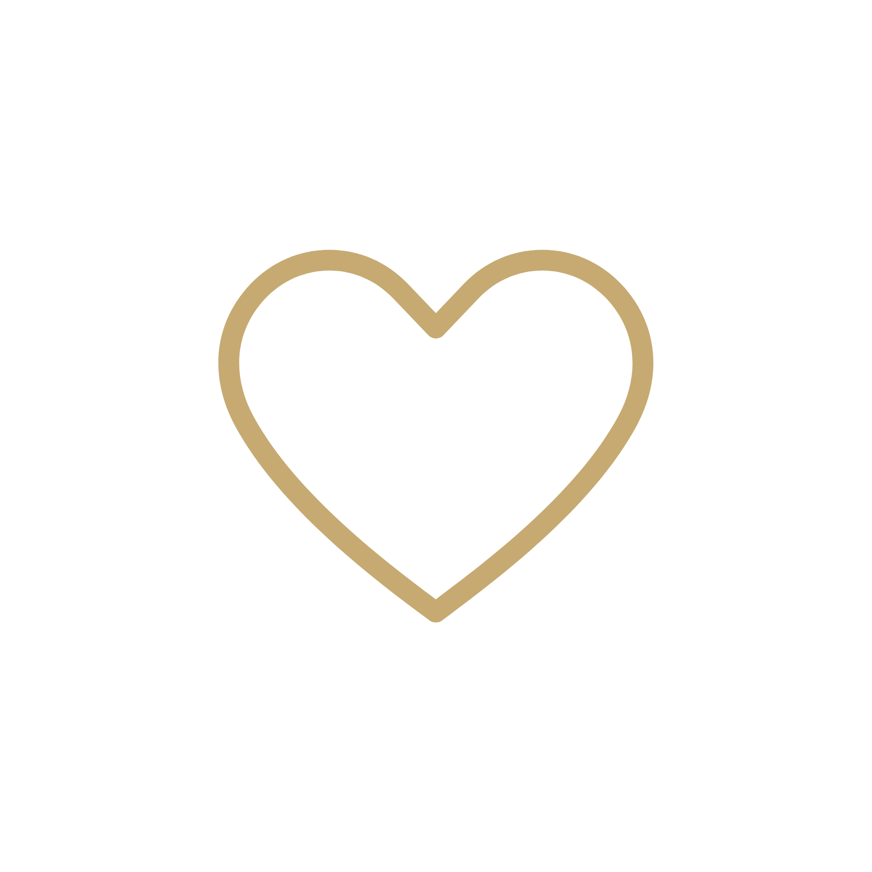 Gold heart shape on a white background